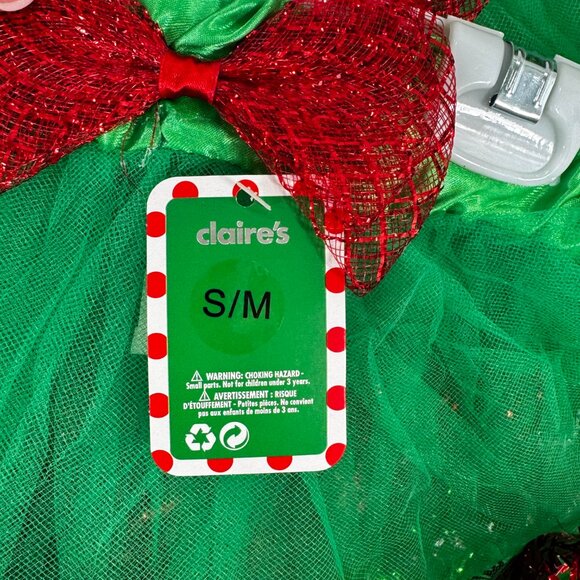 Festive Green Holiday Tutu Skirt with Red Glitter Bow (Size S/M) - Picture 4 of 4